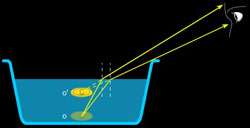 Ray diagram of coin experiment when tub is filled